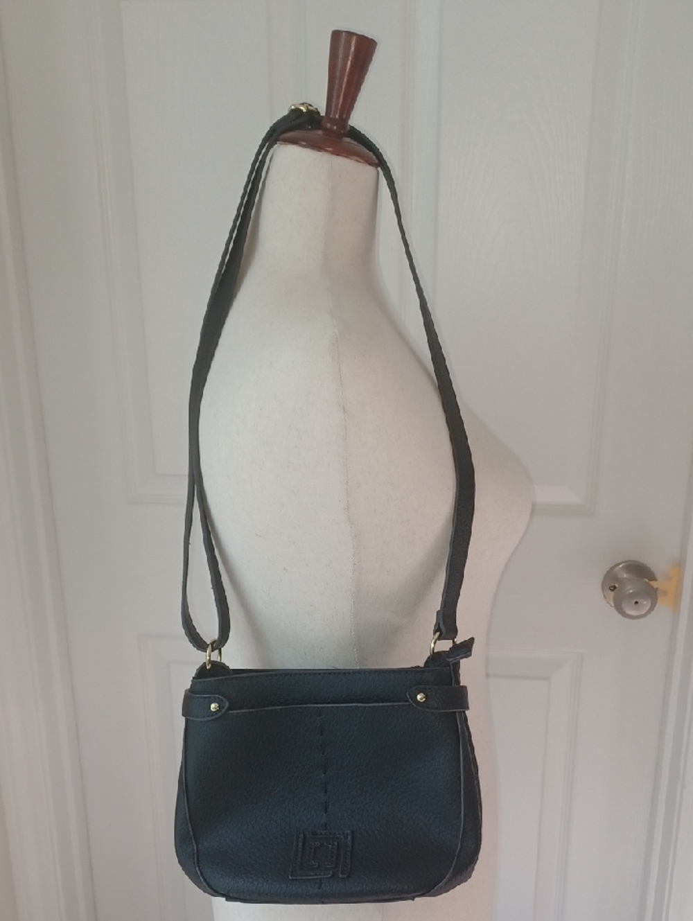 Liz Claiborne Black Pebbled Leather Crossbody Bag